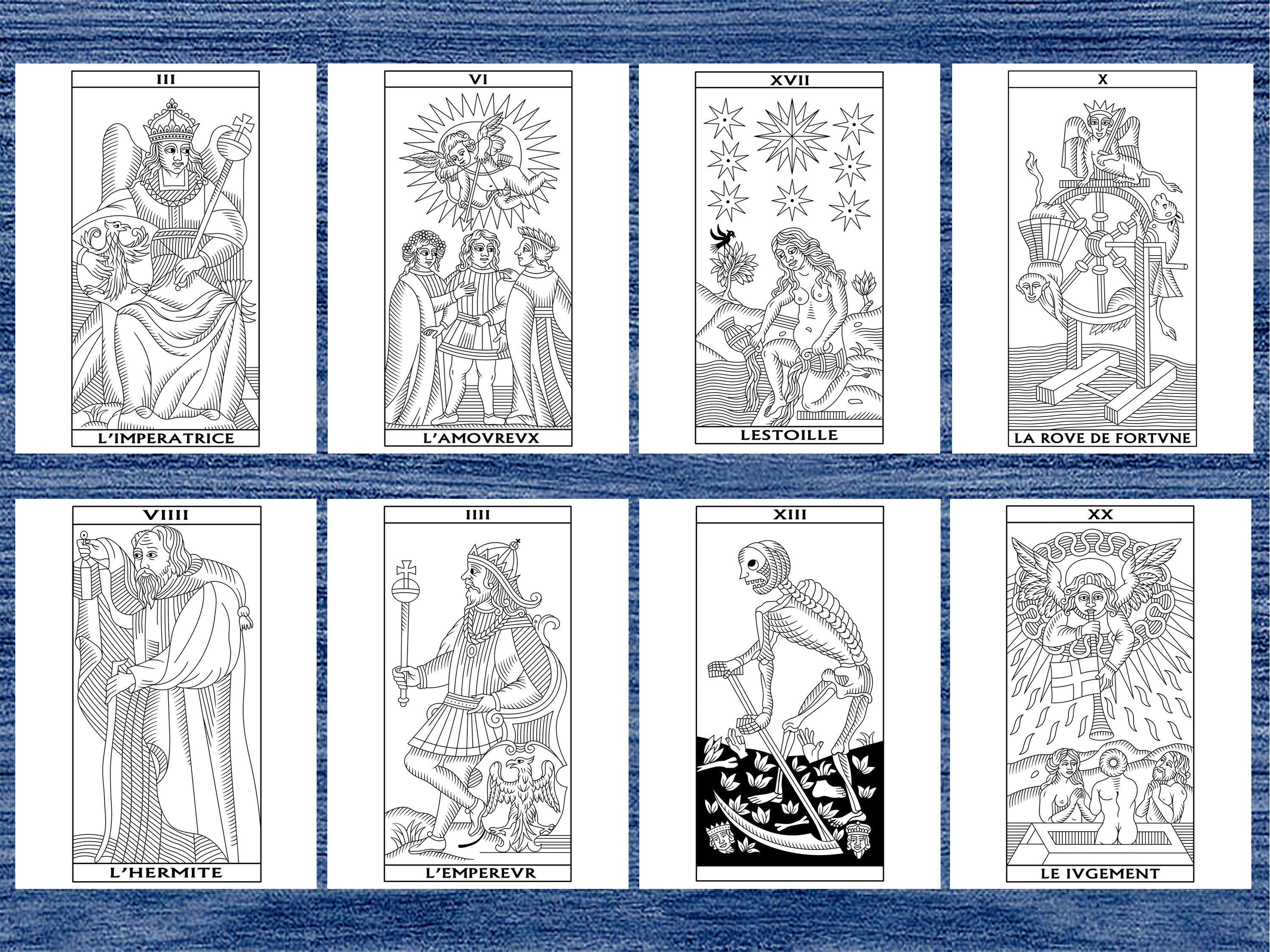 Color Your Own Tarot De Marseille Printable Tarot Coloring Book 22 ...