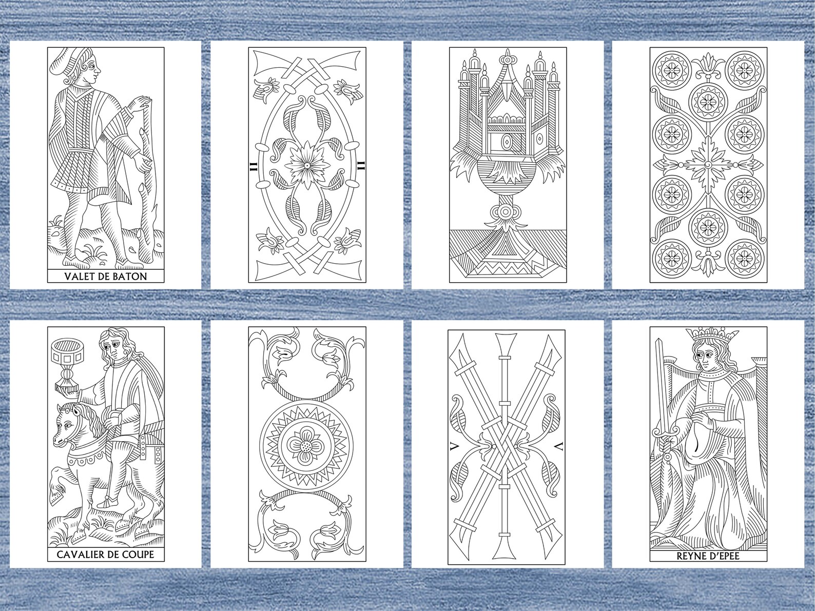 Color Your Own Tarot De Marseilles Printable Tarot Coloring Book 56 ...