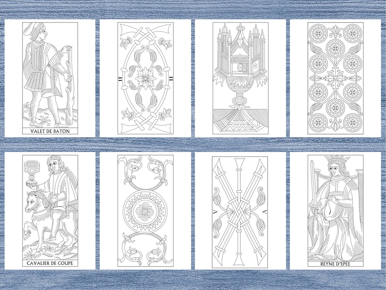 Color Your Own Tarot De Marseilles Printable Tarot Coloring Book 56 ...