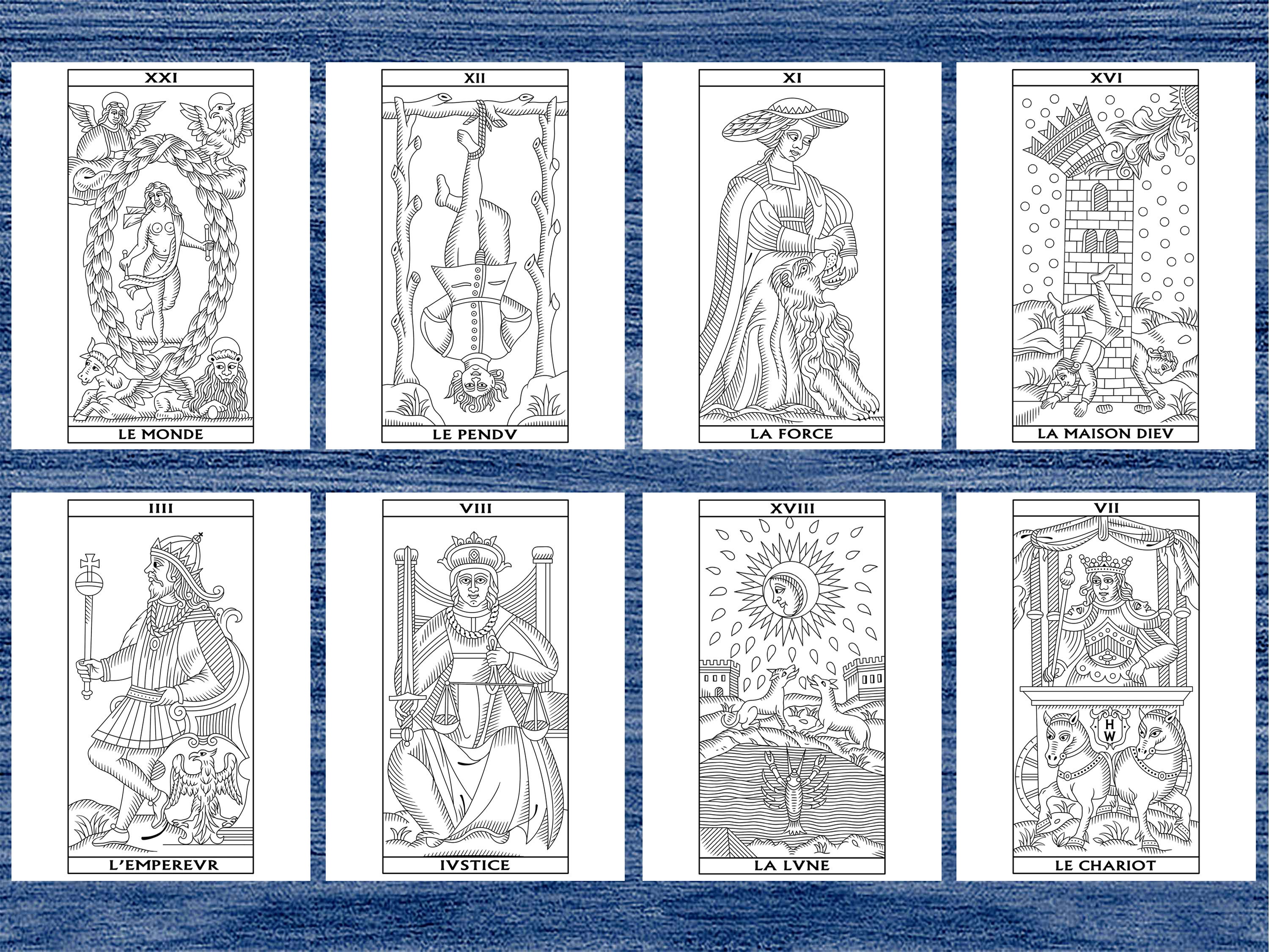 Color Your Own Tarot De Marseille Printable Tarot Coloring Book 22 ...