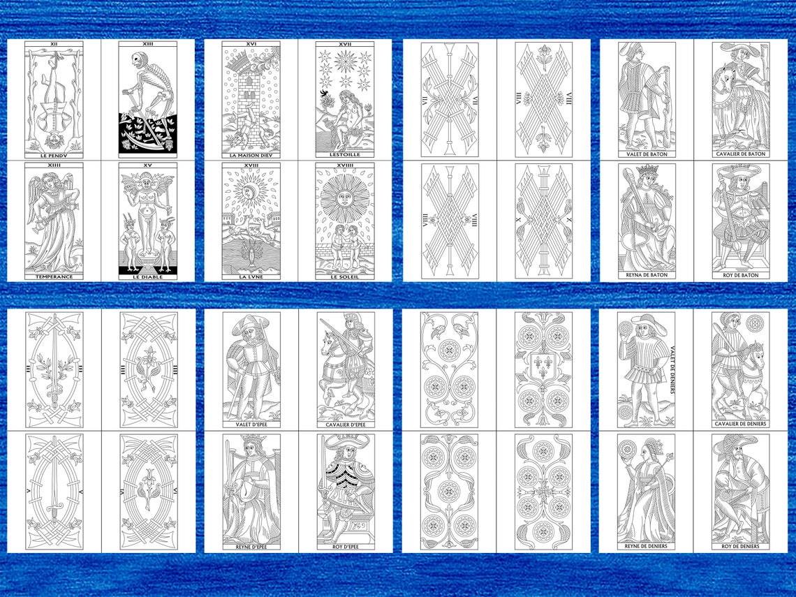 Color Your Own Tarot De Marseilles Cards | PDF Coloring Book | Coloring ...