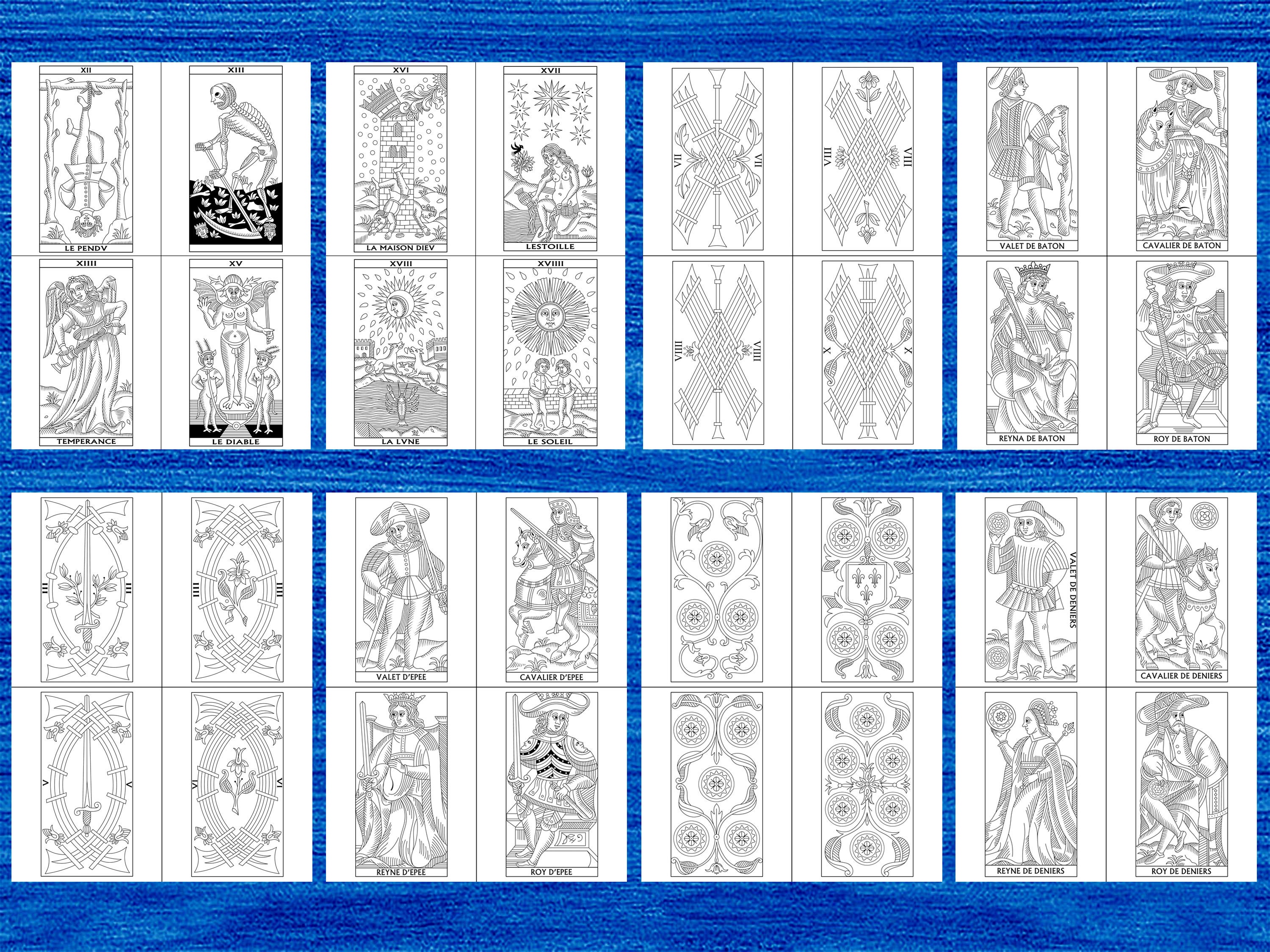 Color Your Own Tarot De Marseilles Cards | PDF Coloring Book | Coloring ...
