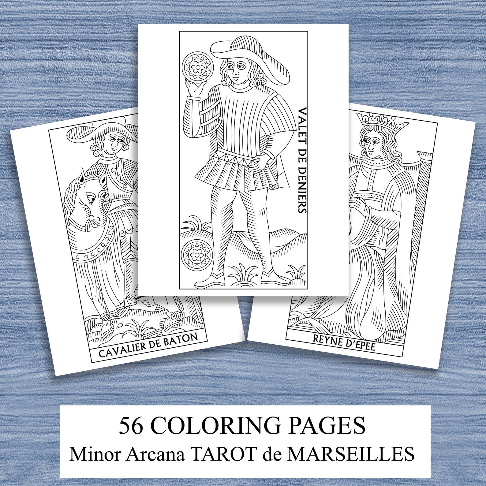 Color Your Own Tarot De Marseilles Printable Tarot Coloring Book 56 ...