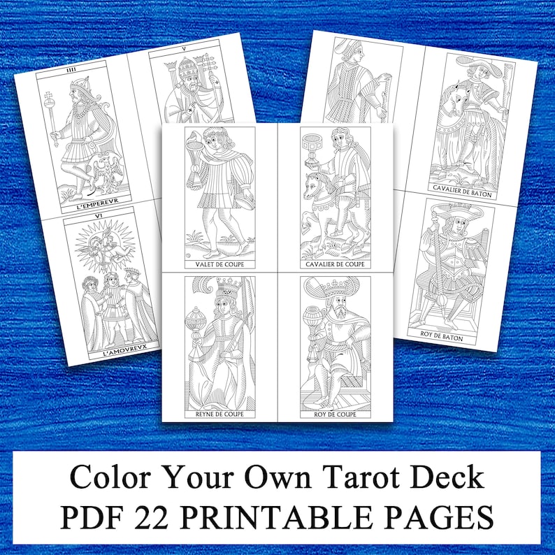 Color Your Own Tarot De Marseilles Cards | PDF Coloring Book | Coloring ...