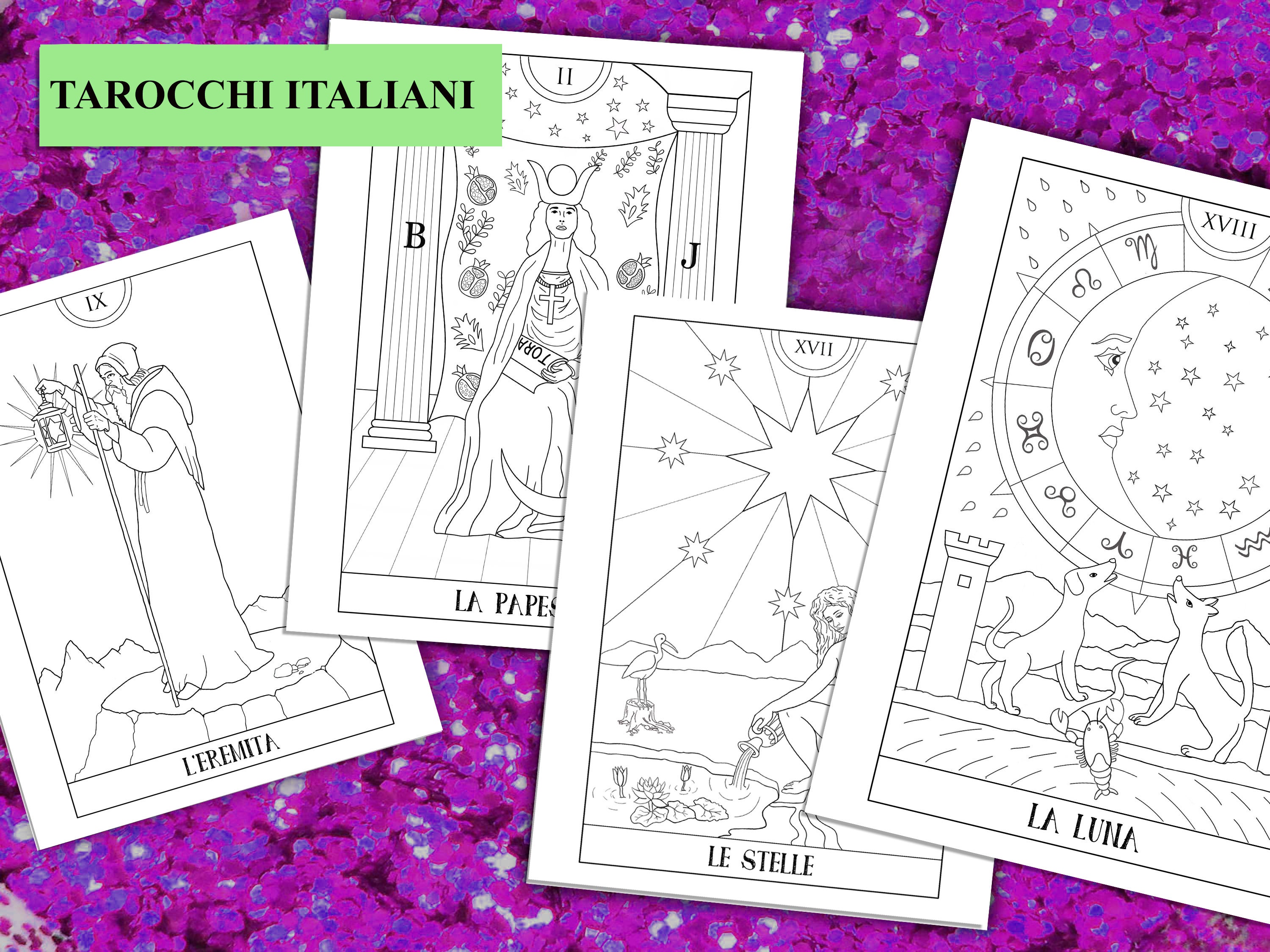 Download PDF DIGITAL Tarot coloring book 22 printable handmade drawings | Etsy