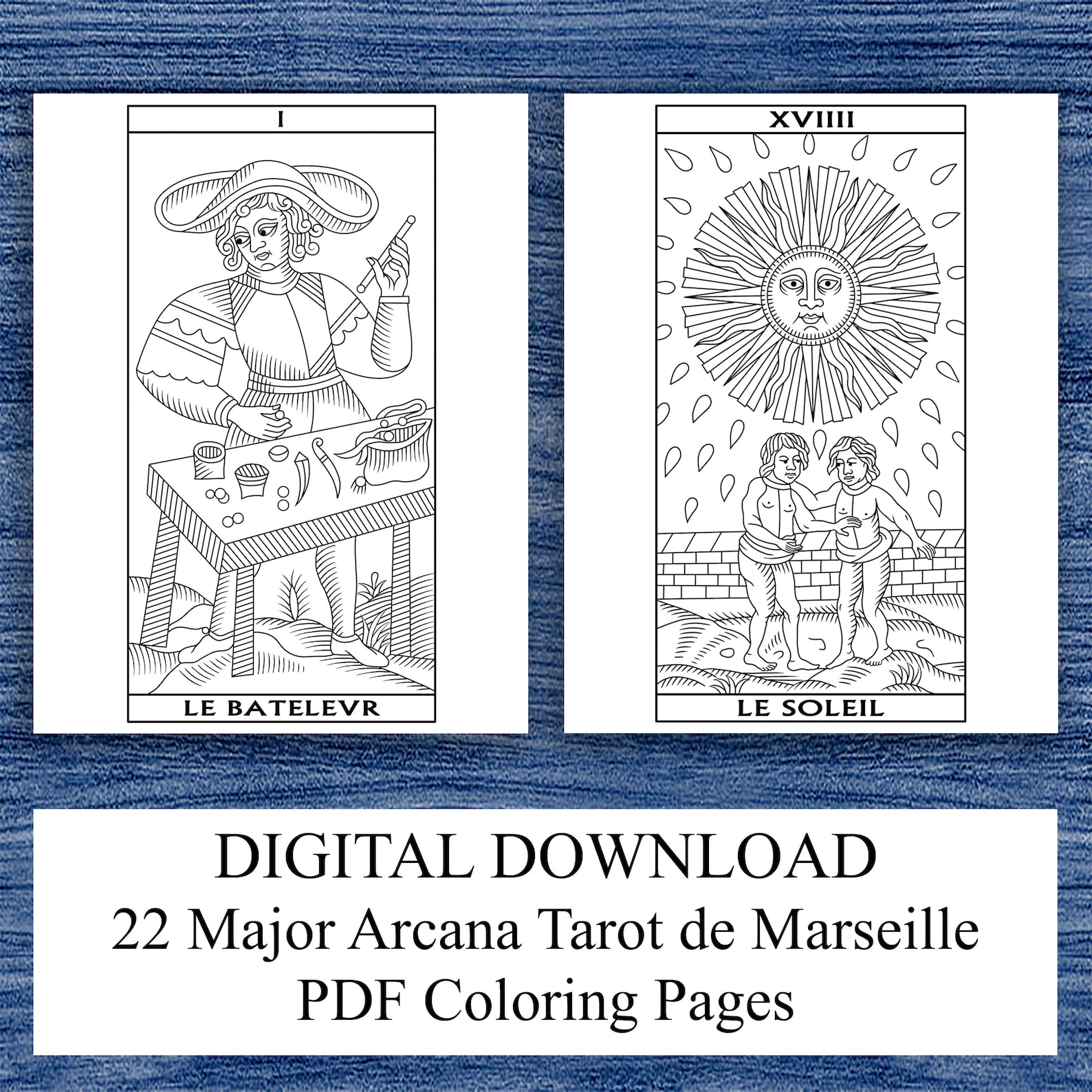 Color Your Own Tarot De Marseille Printable Tarot Coloring Book 22 ...