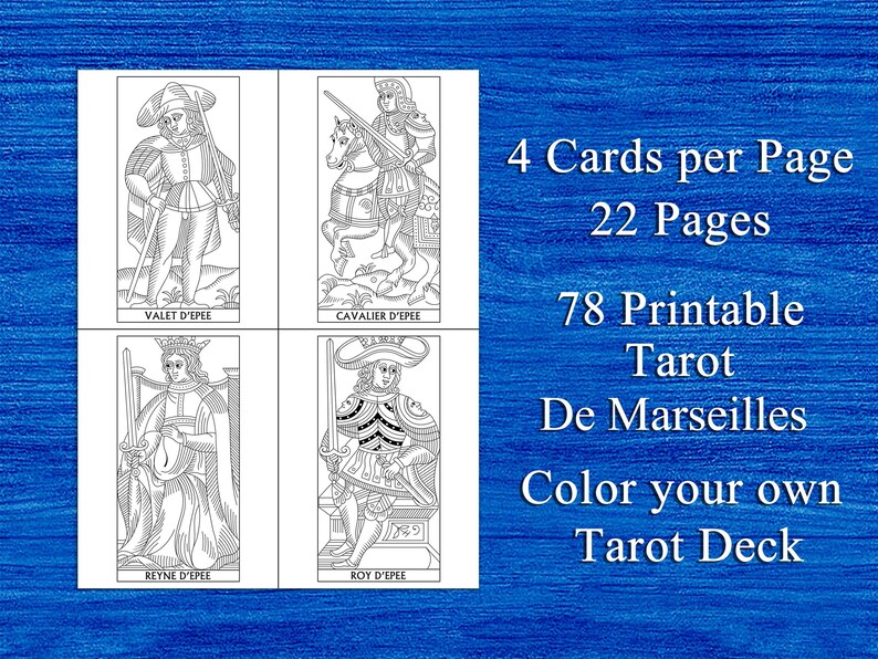 Color Your Own Tarot De Marseilles Cards | PDF Coloring Book | Coloring ...