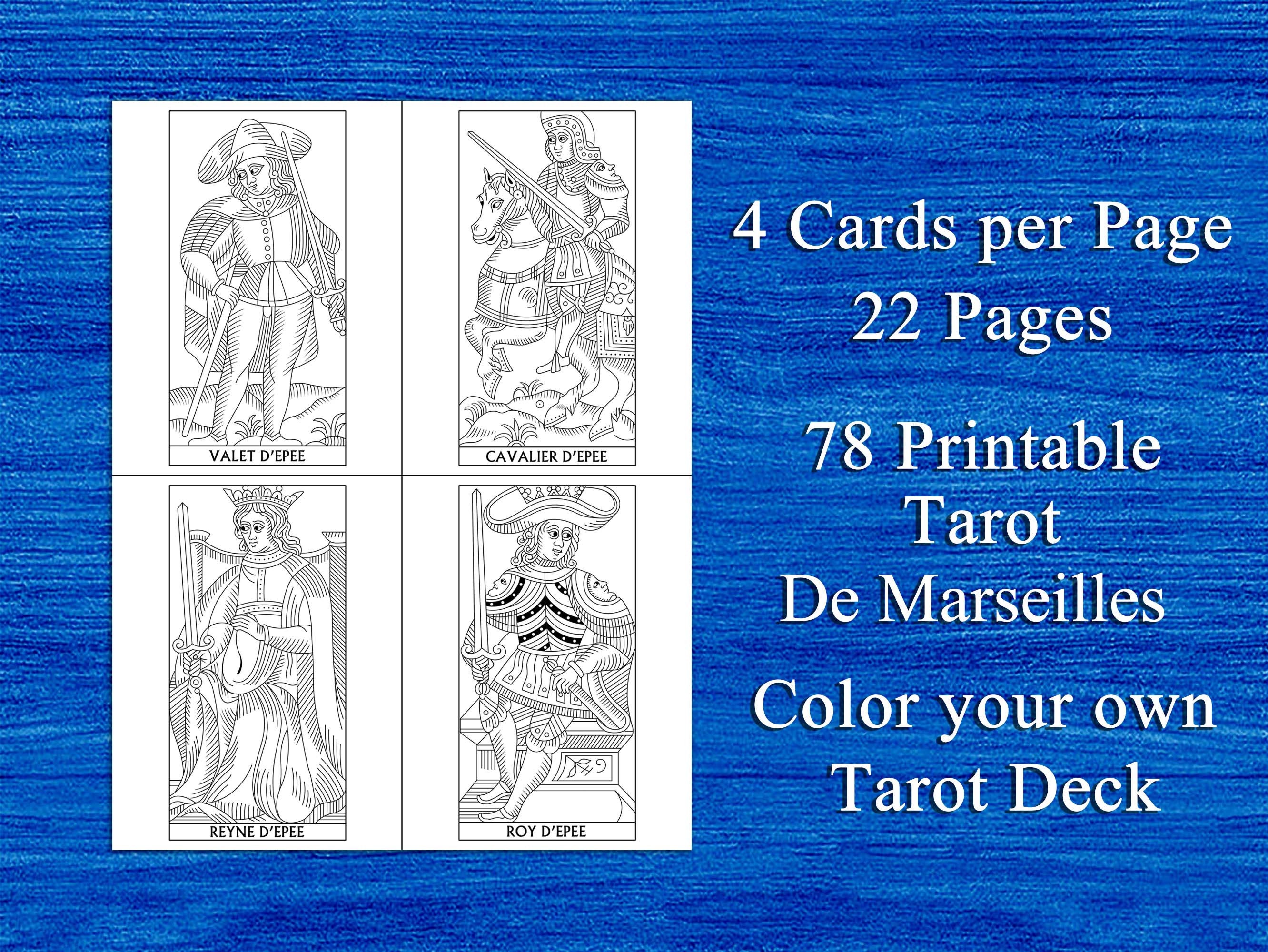 Color Your Own Tarot De Marseilles Cards | PDF Coloring Book | Coloring Pages | Instant Download ...