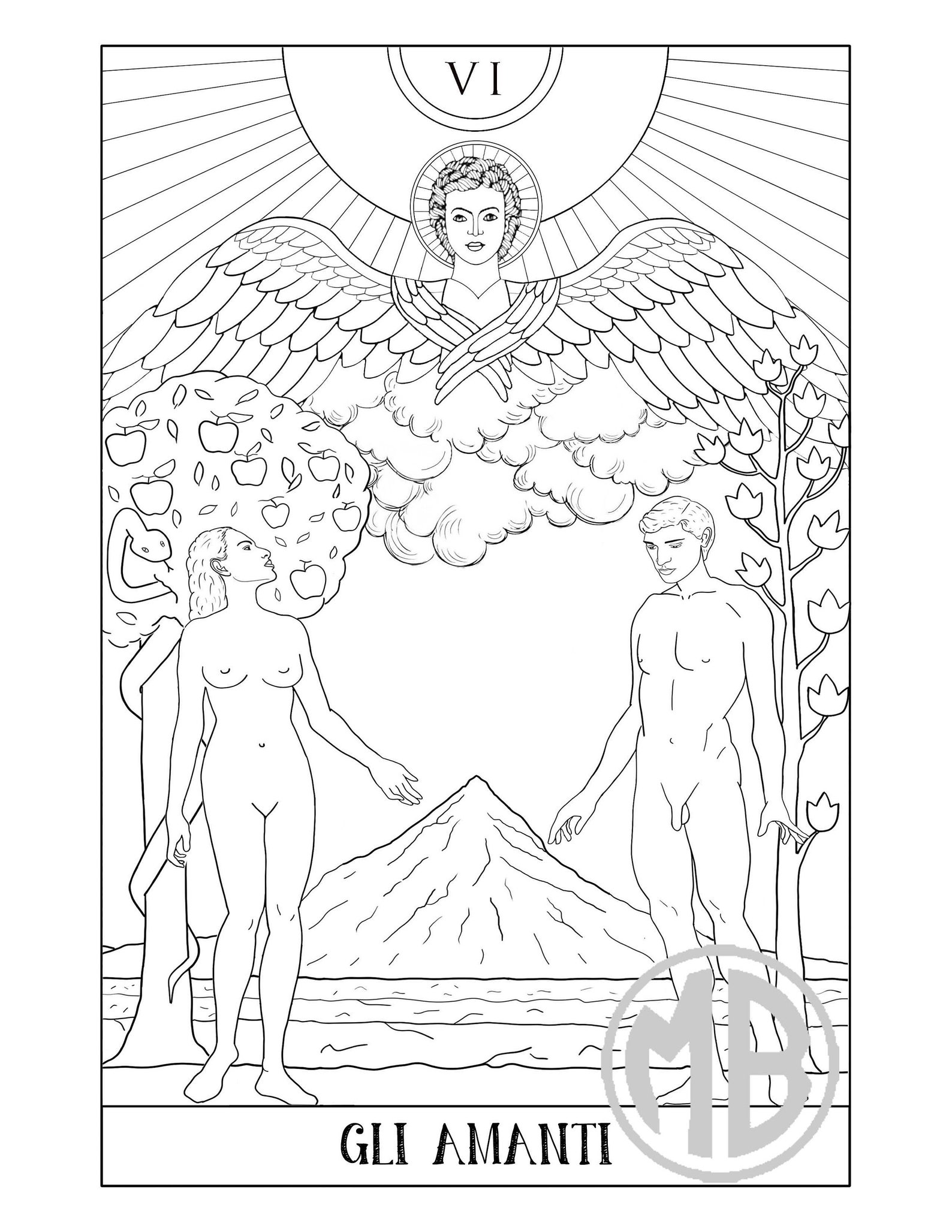 Download PDF DIGITAL Tarot coloring book 22 printable handmade drawings | Etsy