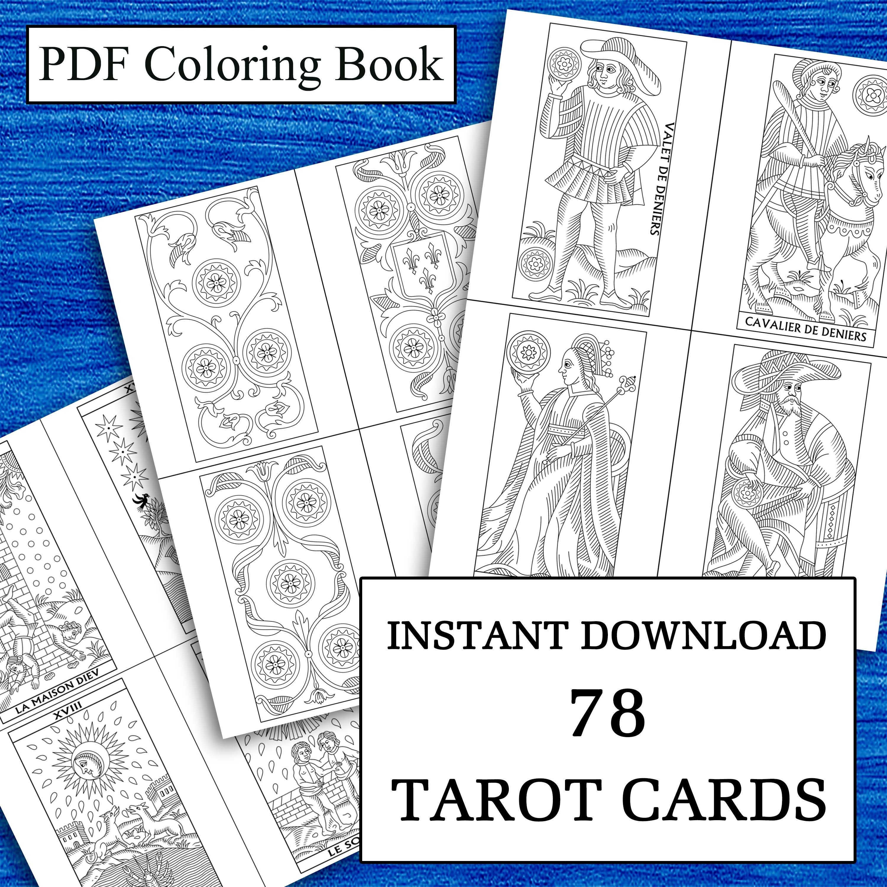Color Your Own Tarot De Marseilles Cards | PDF Coloring Book | Coloring ...