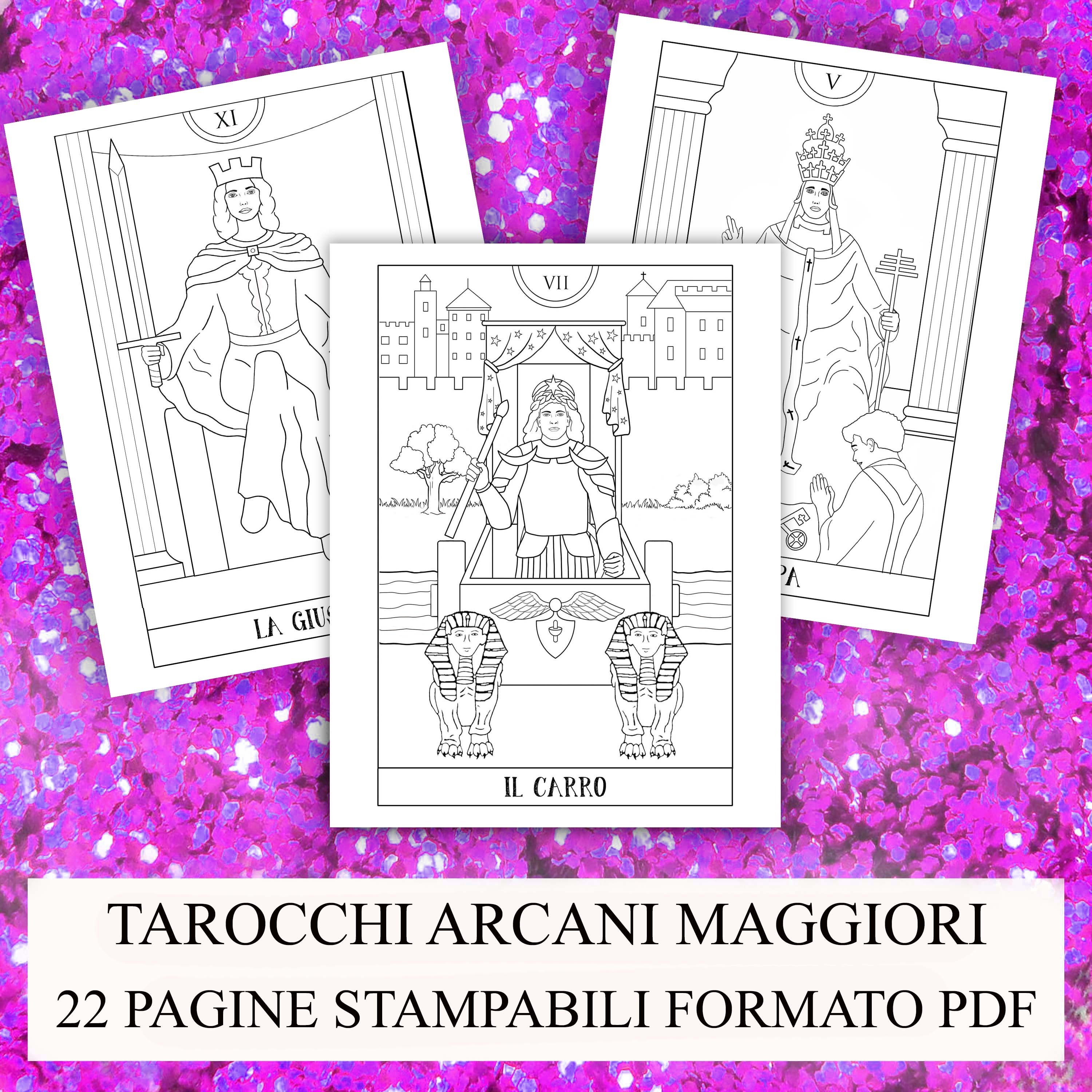 Download PDF DIGITAL Tarot coloring book 22 printable handmade drawings | Etsy