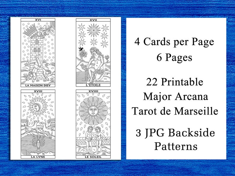 Cartas para colorear del Tarot de Marsella: 22 Arcanos Mayores ...