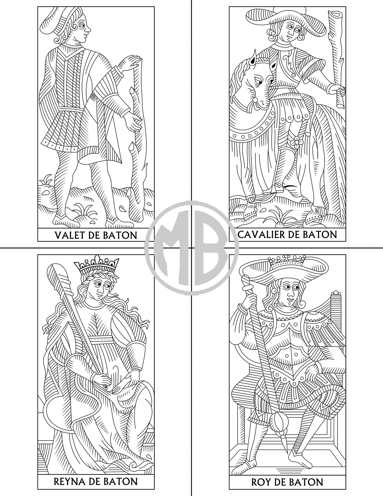 Color Your Own Tarot De Marseilles Cards | 56 Minor Arcana | PDF ...
