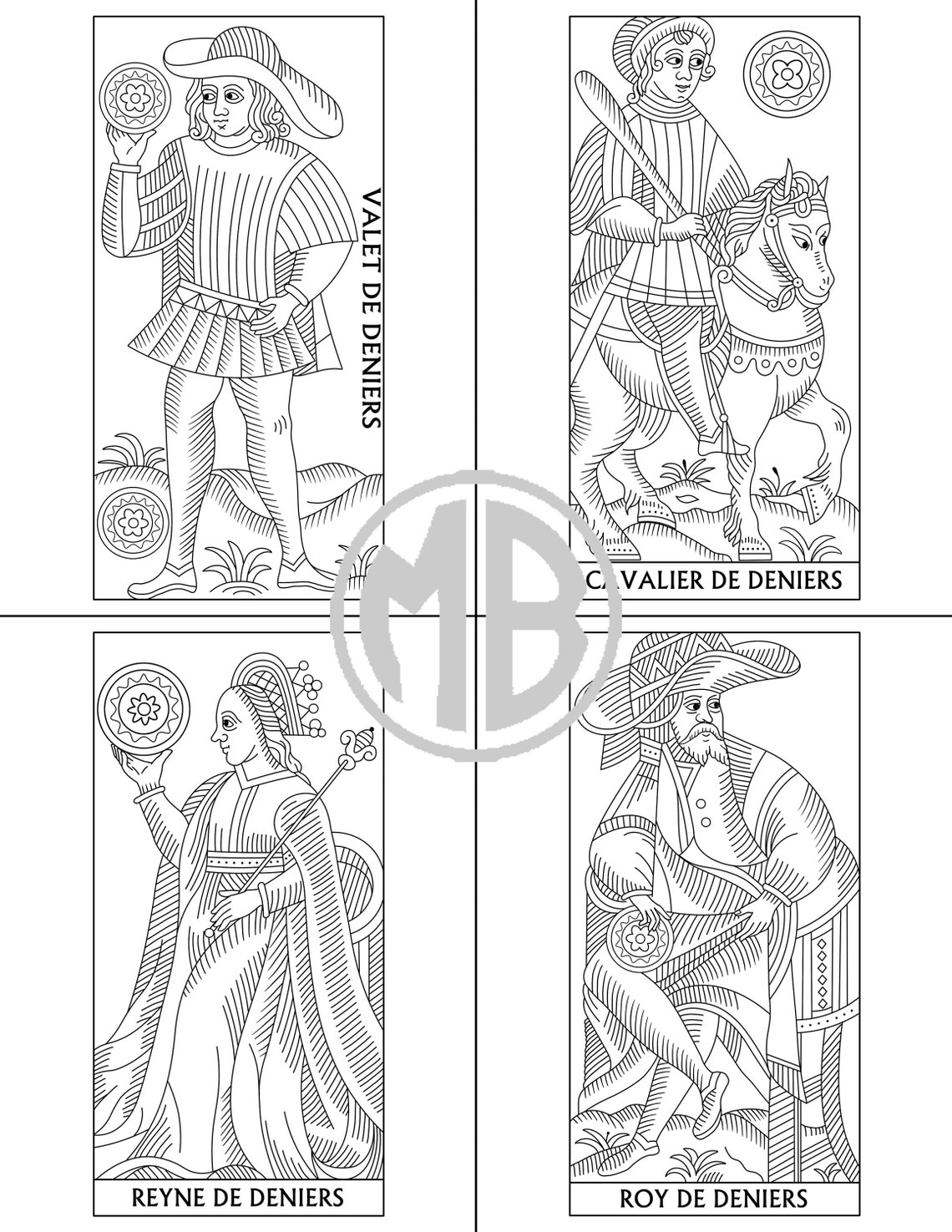 Color Your Own Tarot De Marseilles Cards | PDF Coloring Book | Coloring ...
