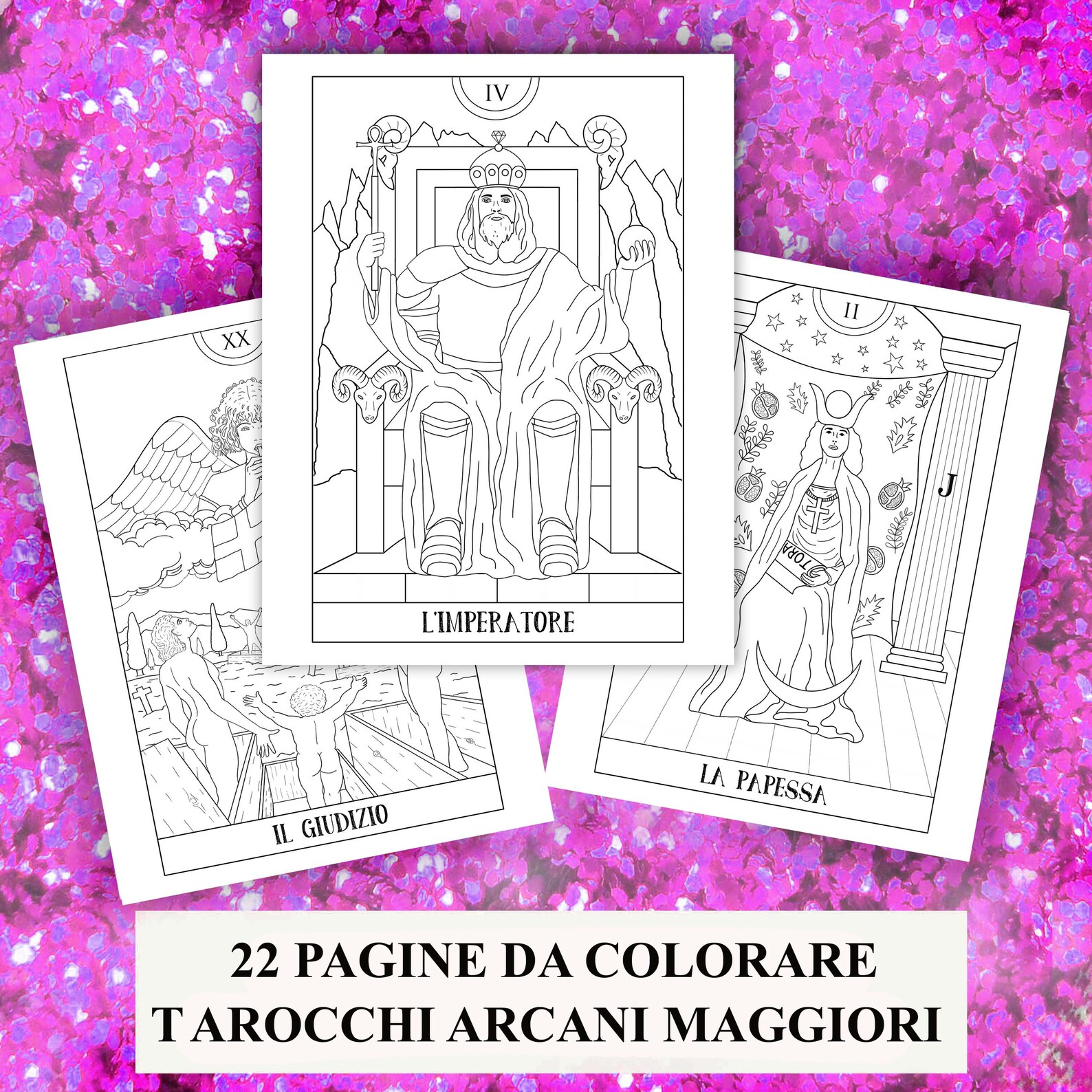 Download PDF DIGITAL Tarot coloring book 22 printable handmade drawings | Etsy