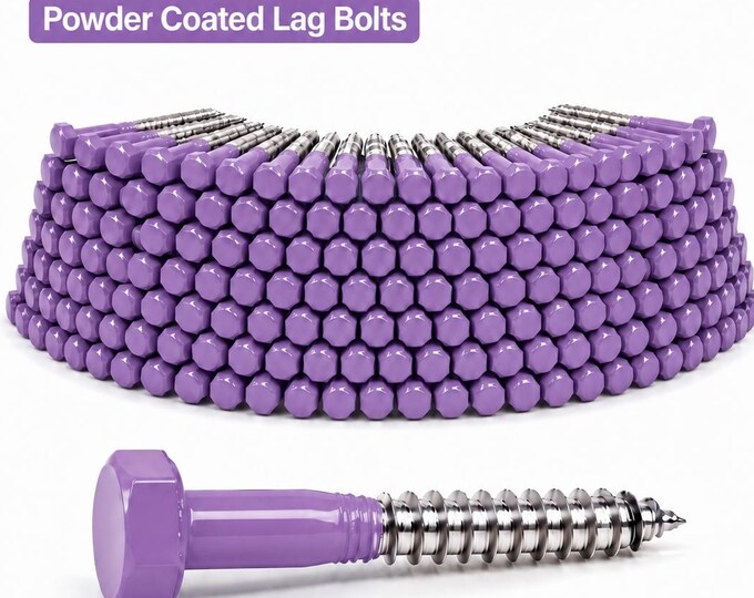 Pastel Color Hex Head Lag Screws, Custom RAL Powder Coated Bolts, 100 Pack Hardware