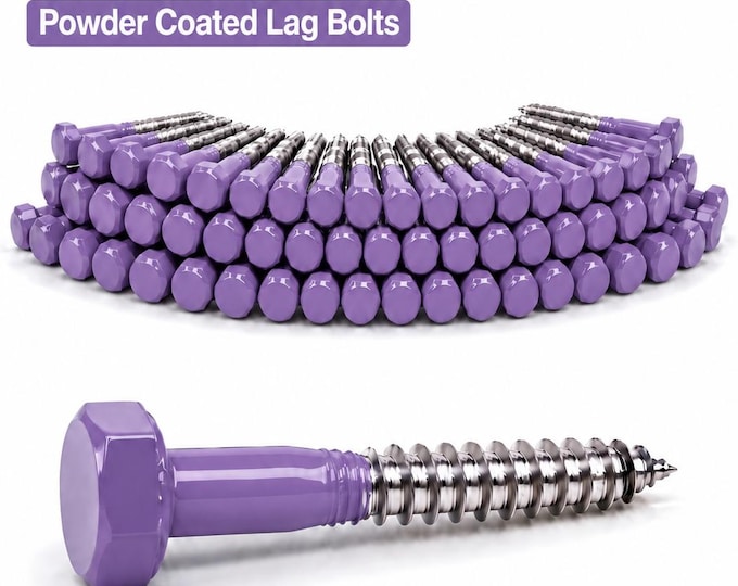 Pastel Powder Coated Lag Screws, Custom RAL DIN 571 Hex Head Bolts, Color-Matched Hardware, 50 PCS