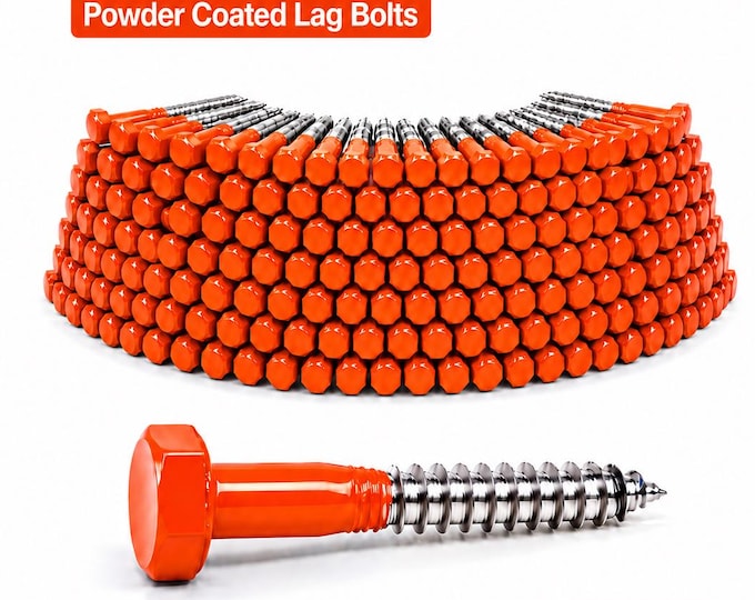 Custom Color Lag Screws, Bright RAL Powder Coated DIN 571 Hex Head Bolt, 100 PCS Matching Hardware