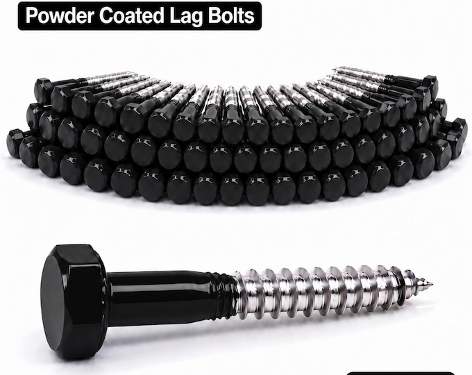 RAL Color Lag Screws ,Powder Coated DIN 571 Hex Head Bolts, Color-Matched Hardware, 50 Piece Pack