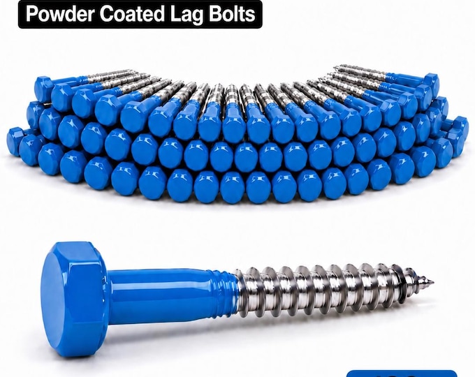 Powder Coated DIN 571 Lag Screws, Custom RAL Hex Head Bolts, Matching Color Hardware, 50 Pack