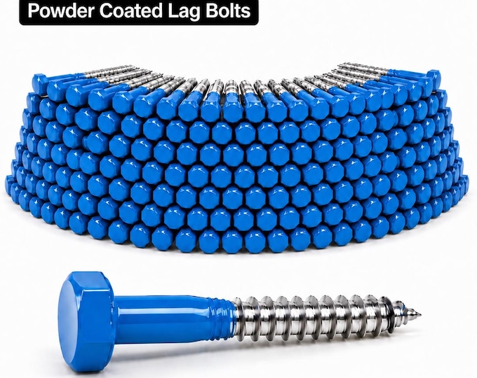 Bright Color Lag Screws, Custom RAL Powder Coated DIN 571 Hex Bolts, Matching Hardware, 100 Pack