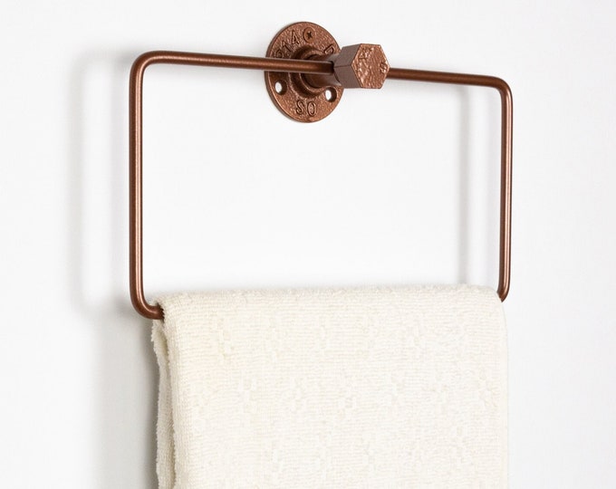 Hand Towel Ring, Hand Towel Holder, Kitchen Towel Holder, Industrial Hand Towel Holder, Square Towel Holder, Unique Holder