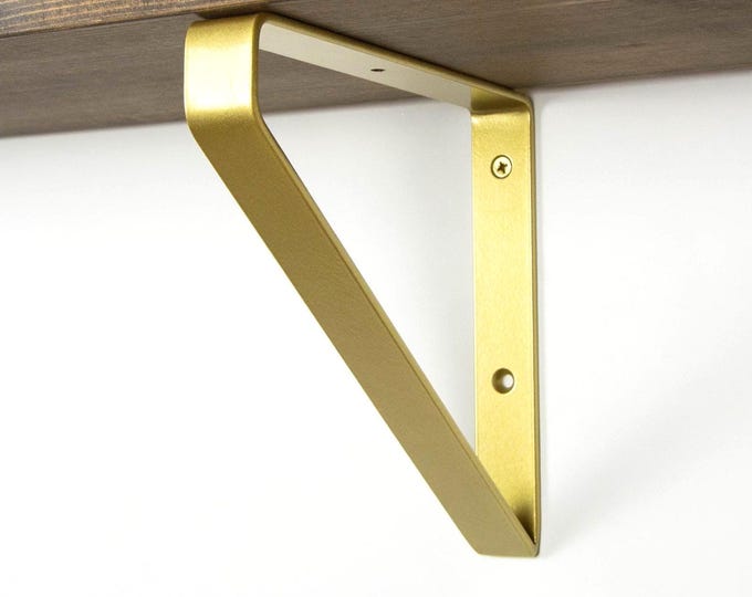 Inverted Powder Coated Gold/Brass Shelf Bracket - Triangle Bracket