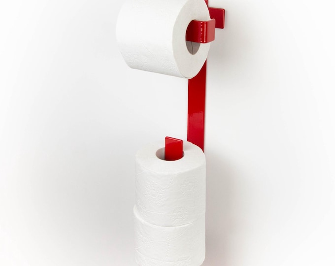 Bright Wall Mount Toilet Paper Holder - 3 Roll Bathroom Storage Rack,Vibrant Wall Bath Tissue Organizer, Color Pictured Red Gloss