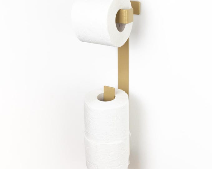 Wall Mounted Toilet Paper Storage - Bathroom Tissue Roll Holder, Space Saving Organizer, Modern Fixture, Color Pictured Champagne Matte
