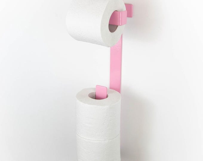 Modern Toilet Paper Holder - Minimalist Wall Mount Bathroom Storage Organizer, Color Pictured Pastel Pink