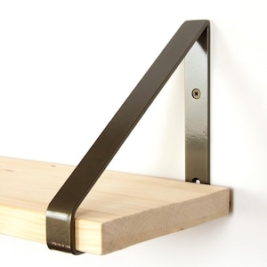Metall Regalwinkel - Farbe Antikes Messing - Schwerlast Wandhalterung - Dreieck Regalträger - Stabile Stahlkonsole