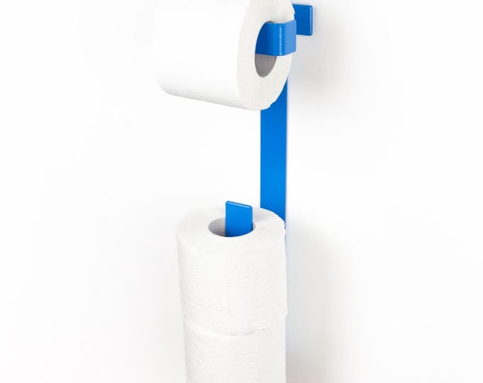 Vibrant 3 Roll Toilet Paper Holder - Minimalist Colorful Space Saving Bathroom Organizer - Color Pictured Blue Matte