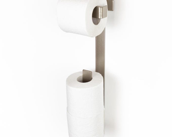 Toilet Paper Holder - Wall Mounted Bathroom Roll Rack, Contemporary Bathroom Storage - Color Pictured Platinum