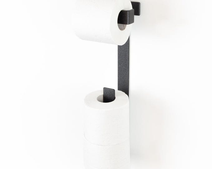 Bathroom Toilet Roll Rack - Spare Roll Storage, Space Efficient Bathroom Accessory - Color Pictured Sand Textured Black