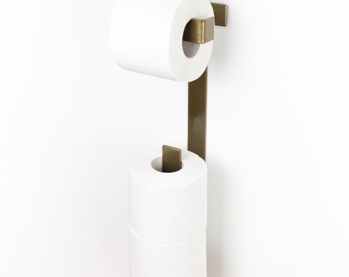 Toilet Paper Holder with Storage - Bathroom Organizer, Holds 3 Rolls, Modern Bathroom Accessory - Color Pictured Aged Brass