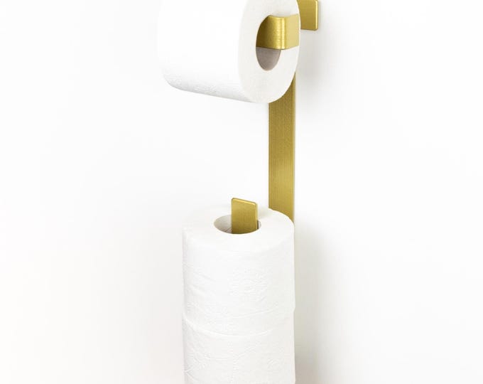 Minimalist Toilet Roll Organizer - Bathroom Paper Holder, Space Saving Toilet Tissue Storage - Color Pictured Gold/Brass