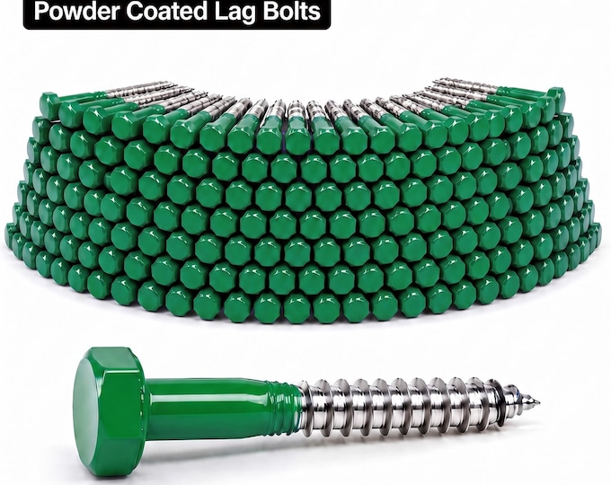 Colorful RAL Lag Screws, Custom Powder Coated DIN 571 Hex Head Bolts, Matching Hardware, 100 PCS Pack