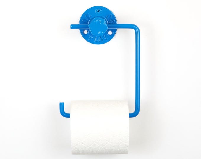 Toilet Paper Holder, Minimalistic Wall Mount Bathroom Accessory, Color Pictured - Blue Gloss