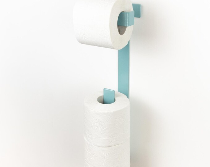 Pastel Wall Mount Toilet Paper Holder - 3 Roll Bathroom Storage Organizer, Modern Vertical Bath Decor, Color Pictured Pearl Pastel Blue