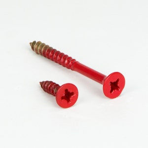 Wood Screws, Flat Head Screws, Mounting Screws, Fasteners, Screws For Wood, Colorful Screws, Red Gloss Screws