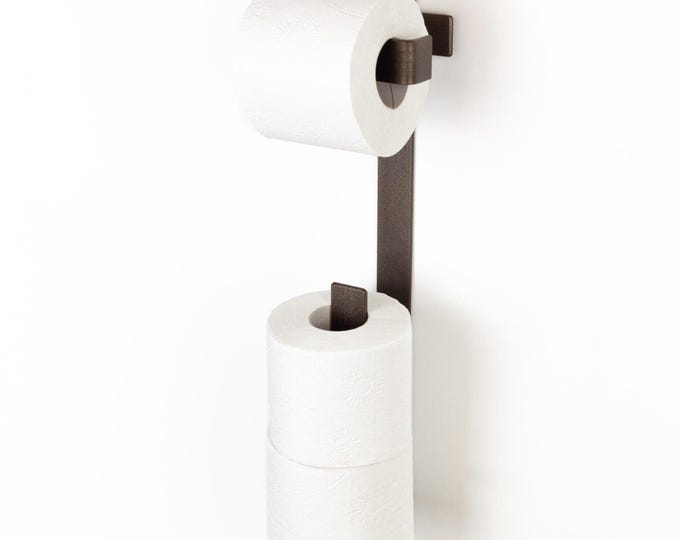 Toilet Roll Rack - Wall Mounted Paper Holder, Modern Bathroom Roll Storage, Space Saving Hardware - Color Pictured Sand Textured Bronze