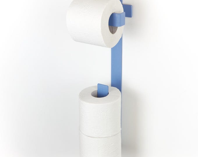 Aesthetic Pastel Toilet Paper Holder - Minimalist Wall Mount Bathroom Storage Organizer - Color Pictured Sand Textured Blue