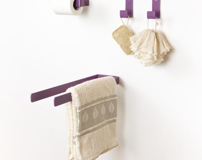 Colorful Bathroom Set - Mix and Match Toilet Paper Holder, Towel Holder or Hook, Stylish & Colorful Bath Hardware, Hanger Size Options