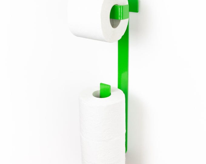 Colorful Toilet Roll Holder - Wall Mounted Storage, 3 Roll Bathroom Organizer, Eclectic Home Decor - Color Pictured Green Gloss