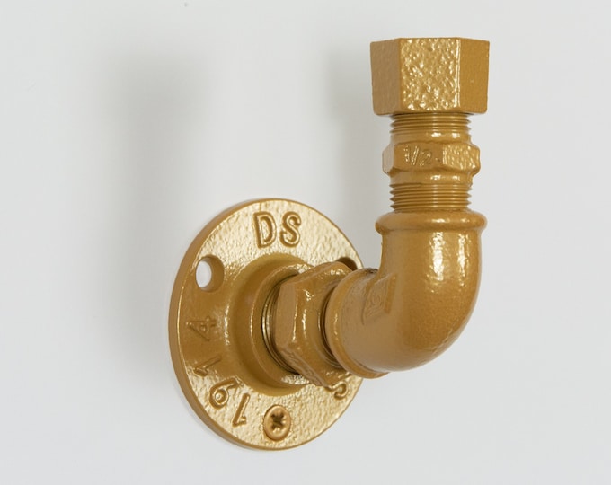 Modern Hook | Gold Pearl Industrial Pipe Hook | Modern Hanger | Hat Hook | Rustic Coat Hook