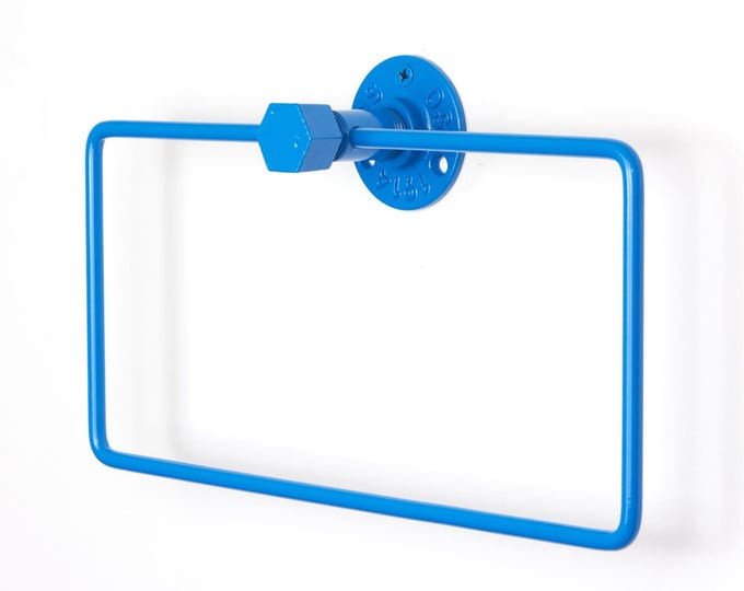 Towel Hanger Square Towel Ring, Stylish Minimalist Bathroom Storage Accessory for Home Organization, Color Pictured - Blue Gloss