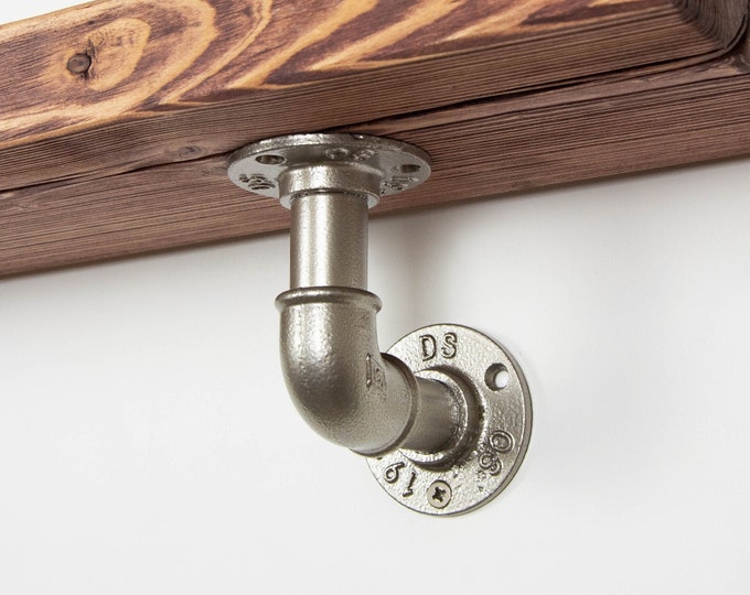 Pipe Shelf Brackets | Steel Shelf Bracket | Steampunk Decor | Rustic Shelf Brackets | For Industrial Shelves