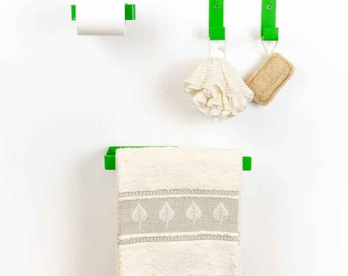 Vibrant Bathroom Accessories - Mix and Match Toilet Paper Holder, Towel Hanger or Hook - Create Your Own Color and Style Set
