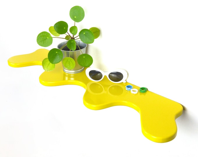Squiggle Shelf - Yellow Shelf, Dreamy Home Decor, Wavy Shelf, Eclectic Decor, Cosy Home Decor