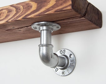 Soportes de estante de tubo / Soporte de estante de acero / Decoración Steampunk / Soportes de estante rústicos / Para estantes industriales